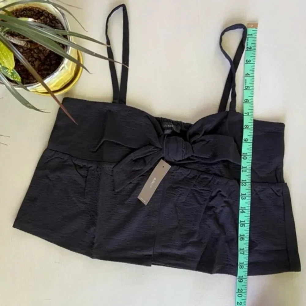 NWT Jcrew SEERSUCKER TIE-FRONT TOP in Black